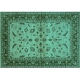 thumbnail image 1 of Ahgly Company Indoor Rectangle Oriental Turquoise Blue Traditional Area Rugs, 5' x 8', 1 of 4