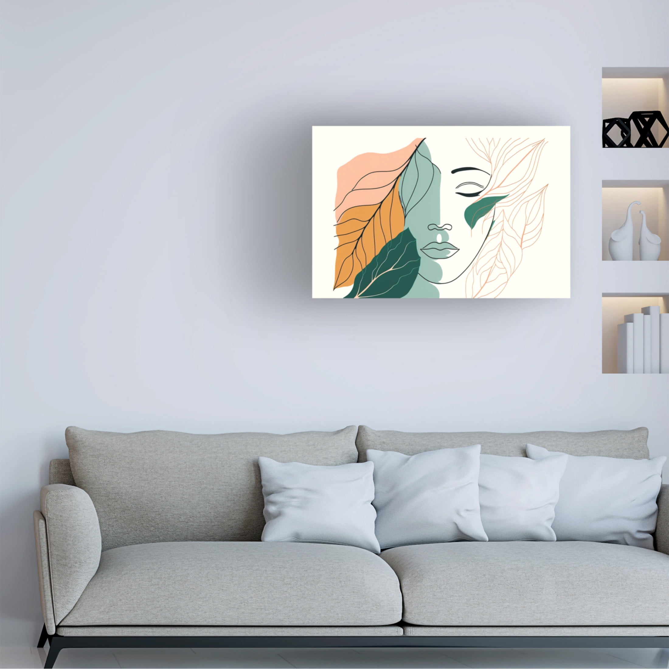 Canvas Wall Art - Ray Heere 'Botanical Minimalism Portraits 3' Wall Art for Living Room, Bedroom, or Office Décor by Trademark Fine Art - 19 x 12 Inches