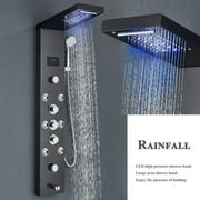 Senlesen Black Shower Panel Tower LED Rain Shower Faucets Massage System Body Jet Sprayer