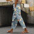 thumbnail image 2 of kaondbfi Women's Linen Printed Casual Pants Summer Lightweight Elastic Waist Beach Vacation Trousers with Pockets, 2 of 9