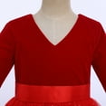 thumbnail image 4 of IBTOM CASTLE Flower Little Girl Tulle V-Neck Velvet Shiny Sequins Bridesmaid Dress for Kids Wedding Dance Party Pageant Communion Princess Gowns 9-10 Years Red, 4 of 8