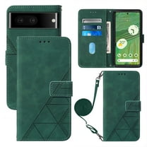 Feishell for Google Pixel 7 Crossbody Wallet Phone Case with Removable Adjustable Shoulder Strap,Premium PU Leather Magnetic Clasp Flip Stand Card Slots Protective Cover for Women Men,Darkgreen