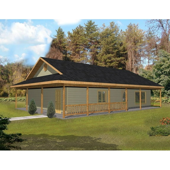 001-3182: Country Small & affordable 3 Bed, 3 Bath Luxury Home Plan, 1320 Sq Ft: Full Blueprints with License to Build by Home Plan Marketplace - Lesuto