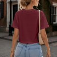 thumbnail image 6 of BODOAO Women's Crop Tee Shirts Crewneck Short Sleeve T-Shirts Pack Summer Casual Solid Slim Fit Active Workout Basic Plain Crop Tops Everyday Streetwear Apparel Wine 2XL, 6 of 7