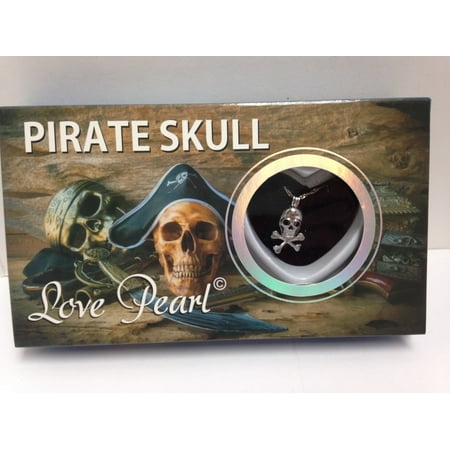 Mermaid Holding Pearl - Love Wish Purity Pearl Kit w/ Pendant Necklace Gift Box; Mermaid, Manatee & More (Pirate Skull)