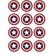 ABC IMAGES 12 EDIBLE Captain America Cupcake Toppers- Captain America cupcakes, Captain America Birthday Party. These are edible!
