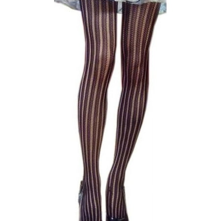 George & Jimmy Striped Hosiery Womens Lingerie Fishnet Stocking Sheer Pantyhose Medium Black Color