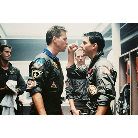Tom Cruise, Val Kilmer, Rick Rossovich and Anthony Edwards classic confrontation scene in Top Gun 24x36 (Best Top Gun Scenes)