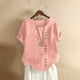 thumbnail image 5 of Ropa urbana para mujer,Blusa de algodón para mujer, jersey de manga corta con cuello en V, top informal con botones en el bajo, ideal para el hogar y el uso diario, sopatenor, 5 of 9