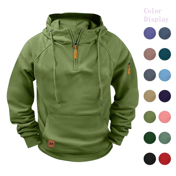 Jovrlynd Mens Quarter Zip Pullover Sweatshirt 2026 Fleece Oversized Hoodie Fashion Pockets Outdoor Long Sleeve Shirts, S‑3XL