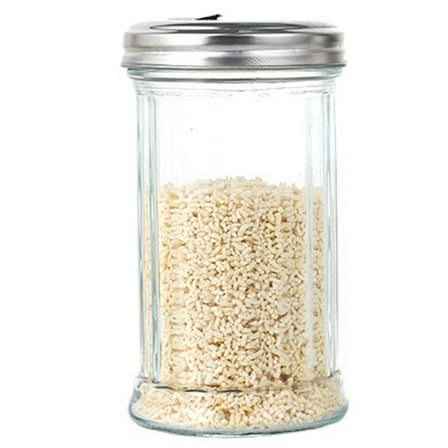 Seasoning Jars, Glass Sugar Shaker, Sugar Pourer, Pourer Dispenser for Coffee with Lid, Seasoning Bottle Sesame Sprinkle Bottle