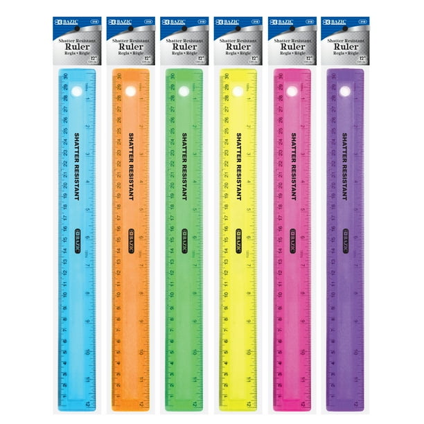 Bazic Shatter Resistant Ruler 12 30cm Inches Centimeter Metric Measuring Rulers Students School Supplies 6 Pack Walmart Com