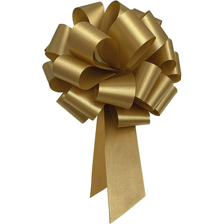 Large Gold Ribbon Pull Bows - 9 Wide, Set of 6, Bows for Gifts,  Thanksgiving, Christmas Presents, Wedding Decorations 