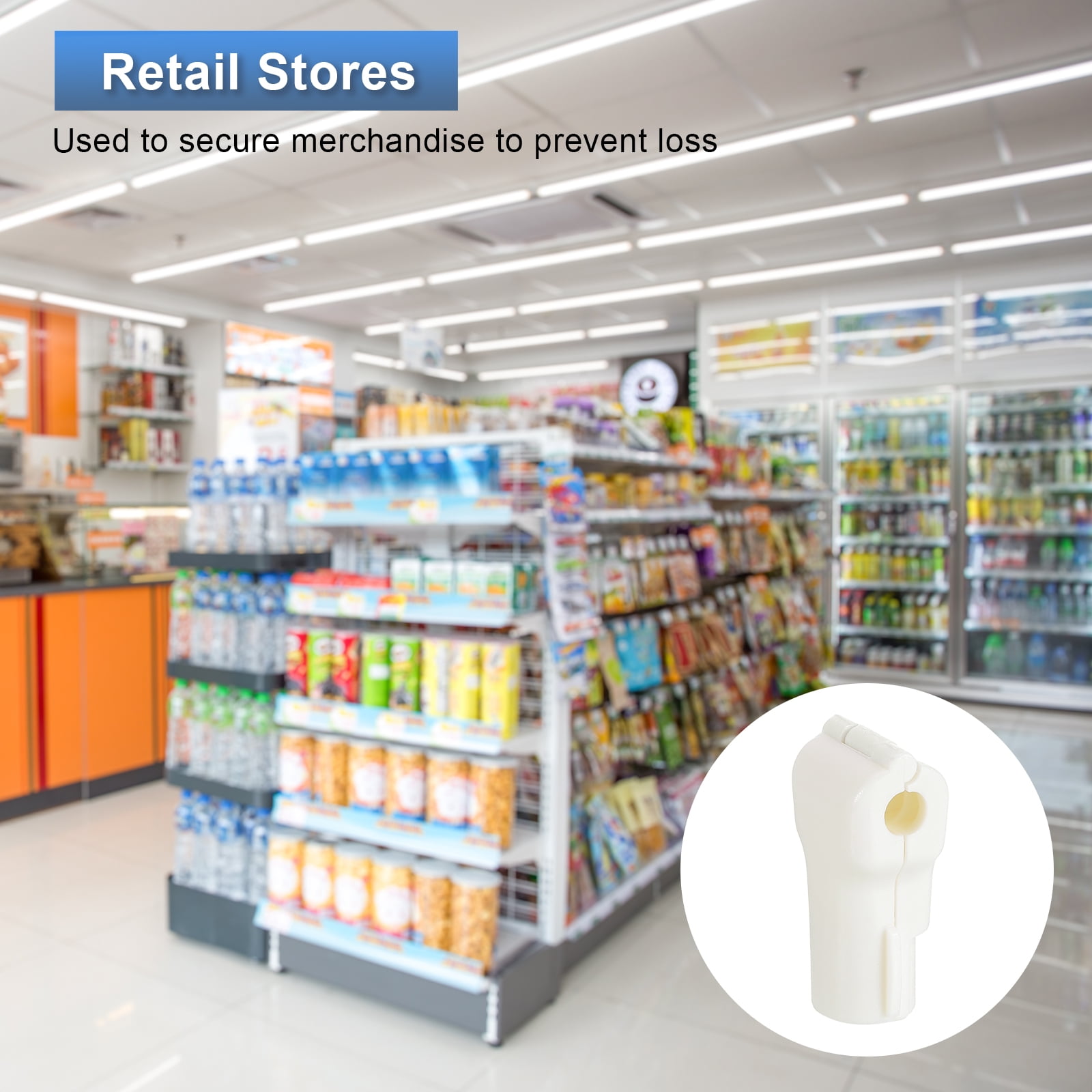 Uxcell 100pcs Peg Hook Locks Stop Locks, 6mm ABS Pegboard Display Hook Security Lock, Anti Sweep Theft Stop Locks for Retail Shop and Shopping Center Pegboard Display, White
