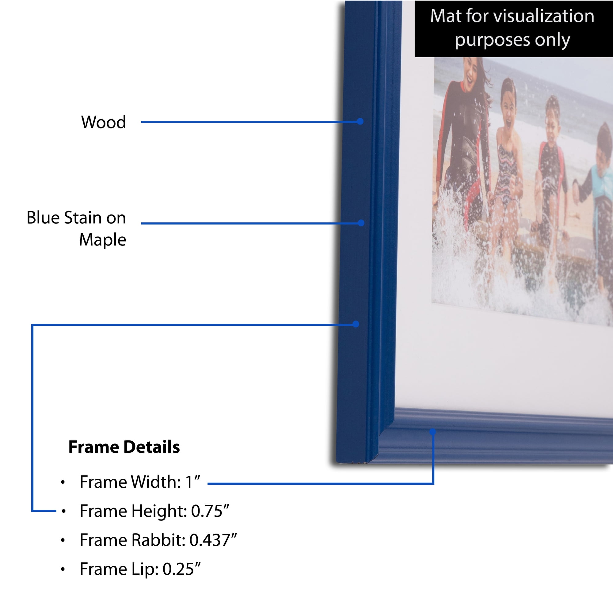 ArtToFrames 18" x 24" Blue Picture Frame, 18x24 inch Blue Wood Poster Frame (WOM-4158), 3 Pack