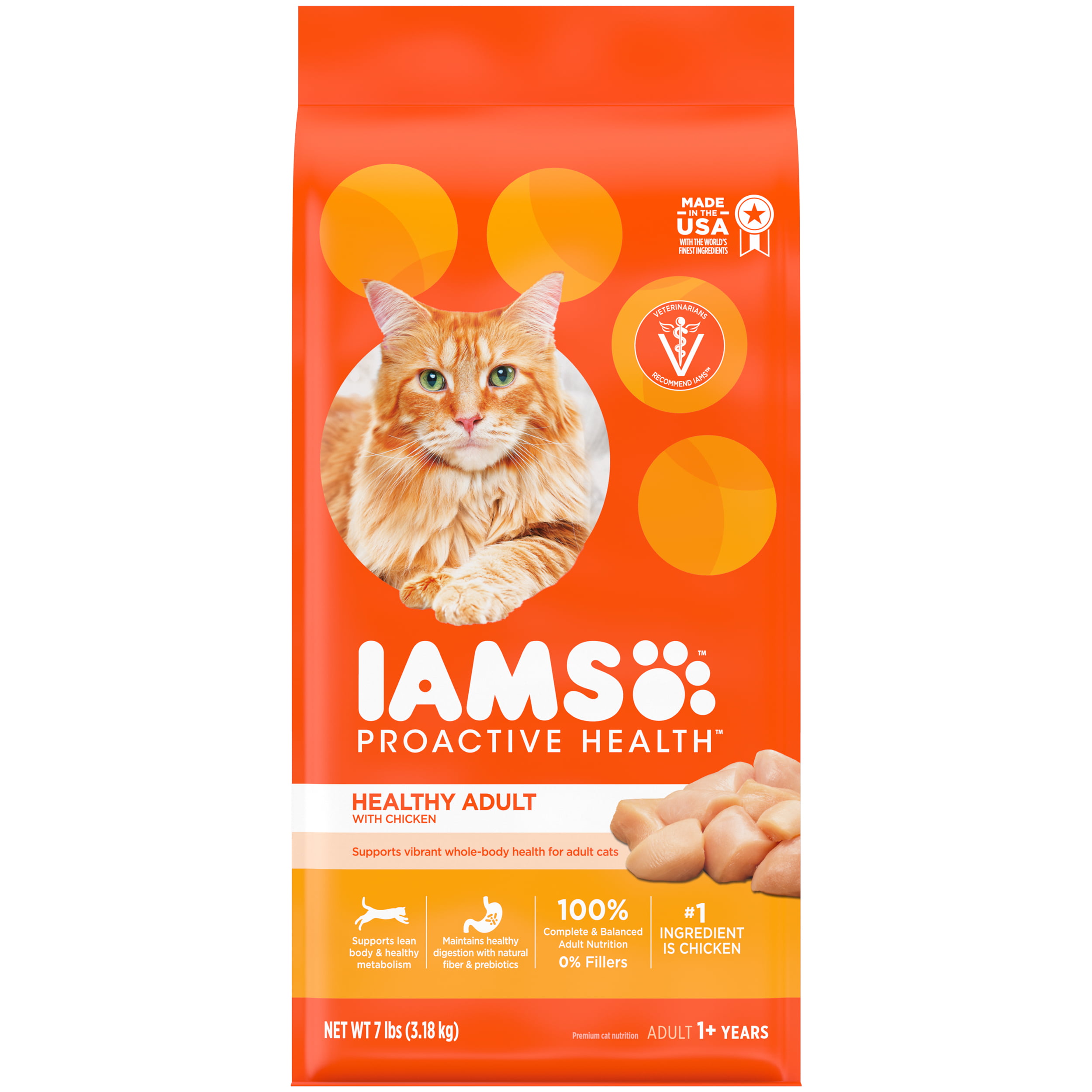 IAMS PROACTIVE HEALTH Healthy Adult Dry Cat Food with Chicken, 7 lb