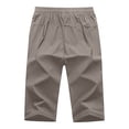 thumbnail image 4 of Hvogkswy Mens Capri Pants Solid Color Elastic Waist Drawstring Straight Leg Pants with Pockets Loose Breathable Outdoor Workout Casual Pants, 4 of 8