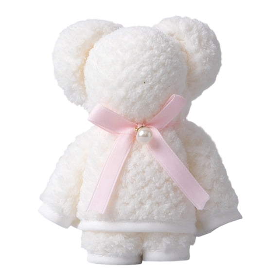 Kyusrd Bear Towel Gift Set Velvet Small Hand Towels for Bathroom,Cotton Soft Absorbent Decorative Hand Towel for Face Spa Bath Gym Kitchen,White,30x40cm