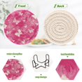 thumbnail image 4 of 6 Pcs Drink Coasters with Holder 3.94in Woven Coasters for Drinks Pink Tie-dye with Butterflies Coaster Set for Protection Table, 4 of 7