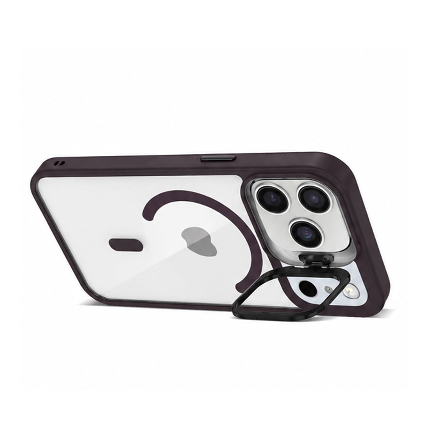 Thin Magnetic Clear Case with Camera Stand for iPhone 17 Pro Max - Black