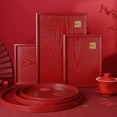 thumbnail image 2 of Chinese Wedding Red Rectangular Tray, Household Tea Set Accessories, Tea Tray, Wedding Fruit Tray, Snack Offering Tea Tray TP0287, 2 of 6