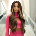 thumbnail image 5 of Highlight Synthetic Wigs Long Wavy Wigs for Women Middle Part Party Daily Heat Resistant Wig A1, 5 of 6