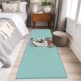 thumbnail image 3 of Horses Poppy Flowers Runner Rugs 2x6 ft Animal Red Floral Vintage Teal Blue Washable Hallway Rugs Non-Slip Floor Mats Absorbent Carpet Bedside Runners for Bedroom Kitchen Bathroom Laundry Room, 3 of 9