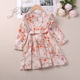thumbnail image 4 of Esaierrr Baby Kids Girls Large Flowers Pressed Pleats Princess Dress 2-6Y Lace Dress Long Sleeves Casual Dress Lace-Up Princess Dress, 4 of 7