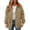 Khaki, variant on Kukoosong Women's Quilted Jacket, Winter Casual Button Down Jacket, Solid Color Long Sleeve Warm Fleece Jacket with Pockets