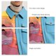 thumbnail image 4 of Chaqueta de hombre Cuello vuelto Bloque de color Manga larga Estampado Abrigo con botones de una sola fila con 2 bolsillos para otoño Azul XXL, 4 of 5
