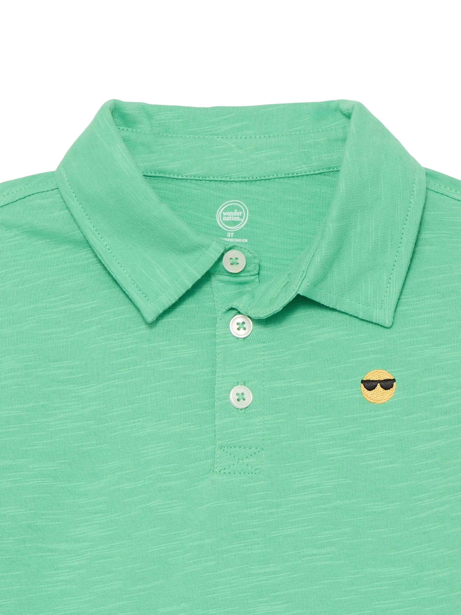 Wonder Nation Toddler Boys Cotton Polo Shirt with Short Sleeves, Sizes 12M-5T