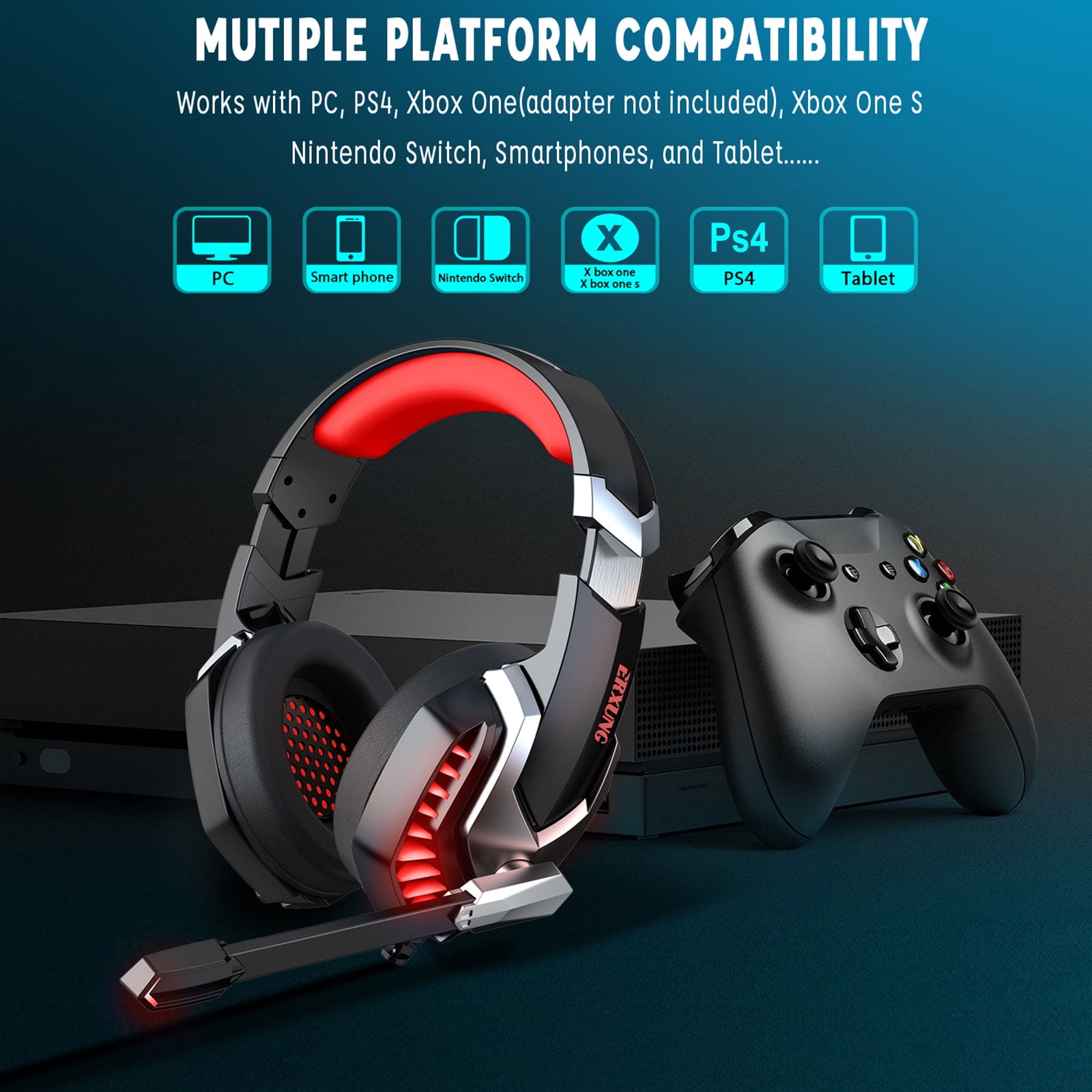 Tsv Gaming Headset For Ps4 Pc Xbox One Controller Over Ear Gaming Headphones With Noise Cancelling Mic 3d Surround Sound Led Light And Soft Earmuffs Fit For Laptop Mac Nintendo Switch Walmart Com Tsv Gaming Headset For Ps4 Pc Xbox One Controller Over Ear Gaming Headphones With Noise Cancelling Mic 3d Surround Sound Led Light And Soft Earmuffs Fit For Laptop Mac Nintendo Switch Walmart Com