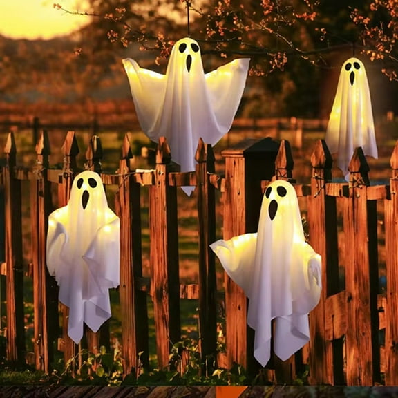 LED Glowing Ghost Indoor and Outdoor Decoration Hanging Lights in Ghost Bar White