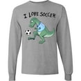 thumbnail image 3 of Inktastic I Love Soccer-dinosaur in Blue Long Sleeve T-Shirt, 3 of 5