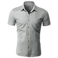 thumbnail image 2 of H2H Men's Casual Slim Fit Short Sleeve Jersey Button Down Shirt (CMTSTS044), 2 of 6