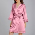 thumbnail image 4 of IROINNID Long Sleeve Dress for Women Homewear Long-Sleeve V-Neck Dress Color Lace Night-Robe One Size,Hot Pink, 4 of 8