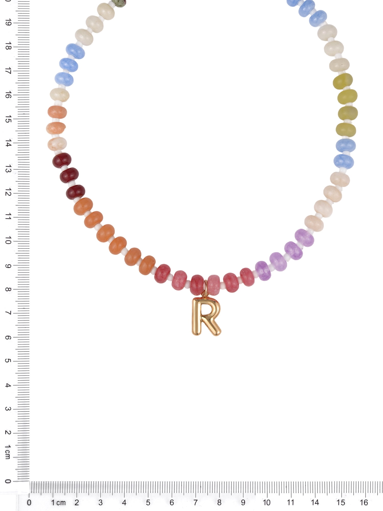 Time and Tru Goldtone Multicolored Bead Initial "R" Necklace