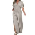 thumbnail image 1 of Robe Longue Sexy à Fente Col en V Maxi Robe Longue Légère, 1 of 8