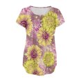 thumbnail image 5 of AOOCHASLIY Womens Blouses Short Sleeve Women Trendy V- Neck Floral Printed Tunic Tops Buttons Short Sleeve T-shirt, 5 of 6