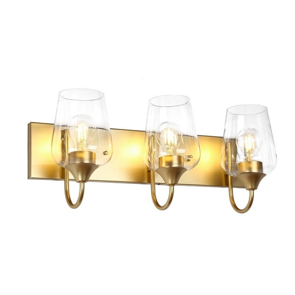 LNC Rambutan 21.9-in 3-Light Polished Gold LED Modern/Contemporary Vanity Light