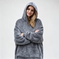 thumbnail image 3 of Wearable Blanket Hoodies for Women Men with Pocket, Adult Fuzzy Blanket Hoodies, Soft and Warm Sherpa Oversized Sweatshirt Blanket, Cute Birthday Gifts Gray, 3 of 10