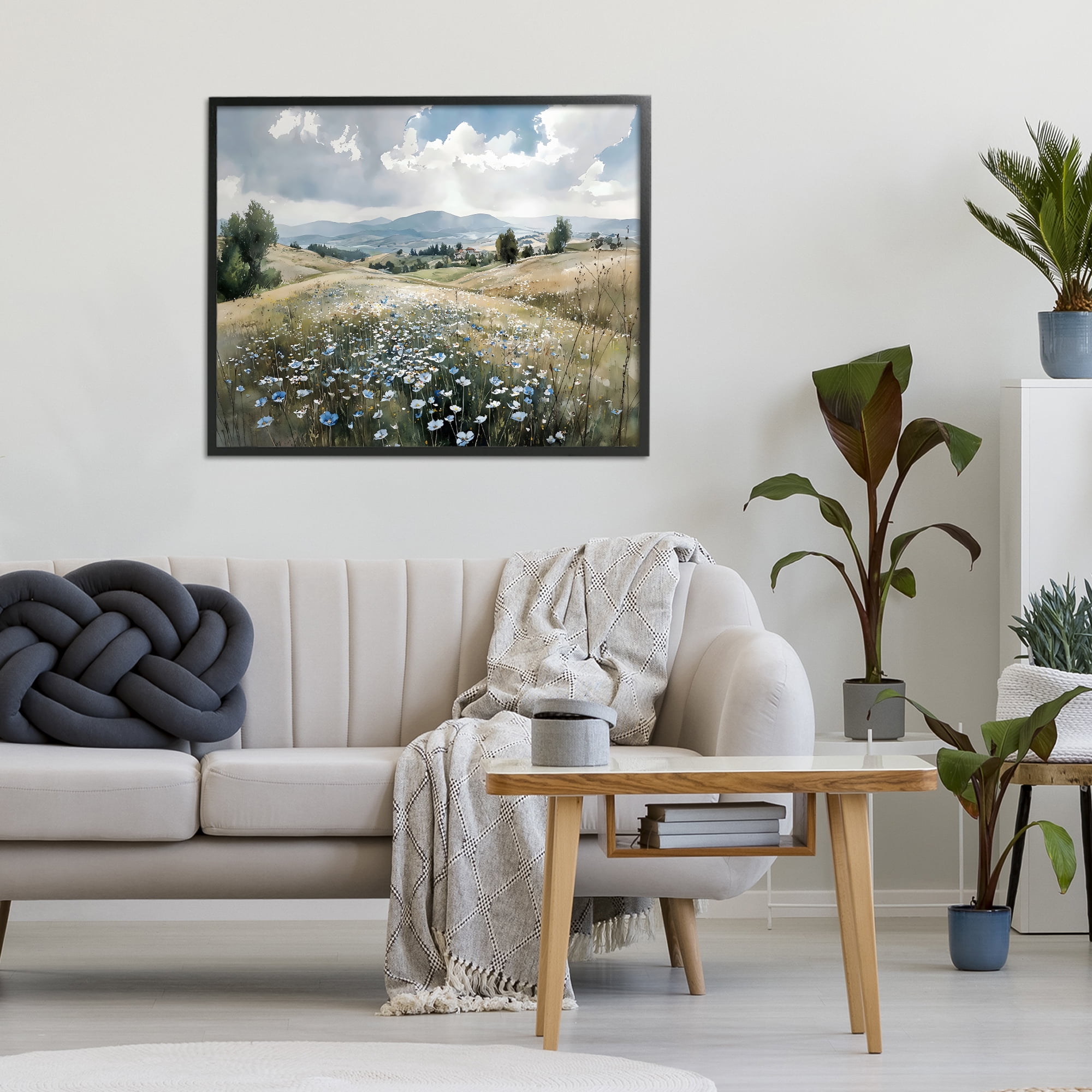 Stupell Industries Poppy Blues Across Meadow Black Framed Giclee Art, design by Franklyn Gregory