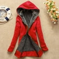 thumbnail image 2 of Mrat Long Sleeve Hooded Casual Outwear & Jackets Women's Single Breasted Coat Ladies Casual Winter Warm Sherpa Lined Zip Up Hooded Sweatshirt Jacket Coat Blazer for Business Lady, 2 of 4