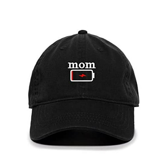 Tech Design Mom Low Battery Baseball Cap Embroidered Cotton Adjustable Dad Hat Black