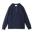 thumbnail image 1 of VBARHMQRT off the Shoulder Sweatshirt Men's Washed Cotton Simple Solid Color Casual Button up Long Sleeve T Shirt Blue, 1 of 4