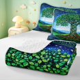 thumbnail image 4 of Homewish Watercolor Nature Tree Twin Quilt Set,Starry Night Sky Twin Coverlet Set,Blue Green,Black Reversible,2pcs, 4 of 7