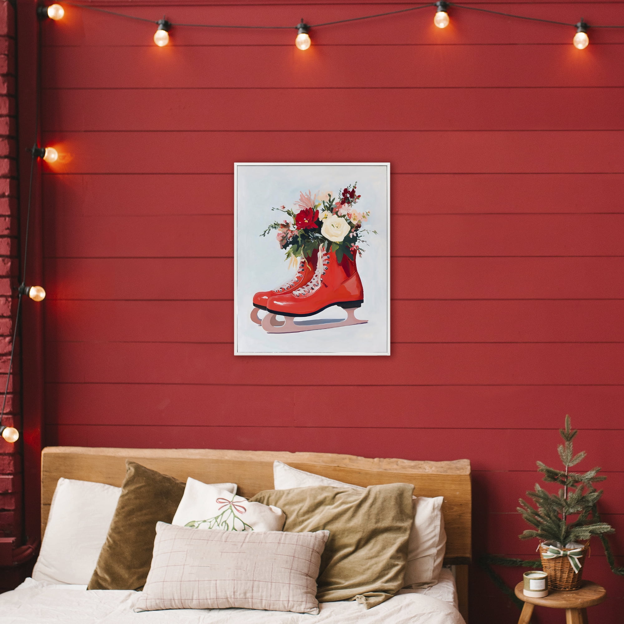 Stupell Industries Floral Ice Skates White Framed Giclee Art, design by The Prints Vibe