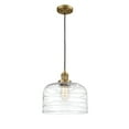 thumbnail image 3 of Innovations Lighting  Franklin Restoration Bell - 1 Light 12" Cord Hung Mini Pendant Brushed Brass/Clear Deco Swirl, 3 of 5