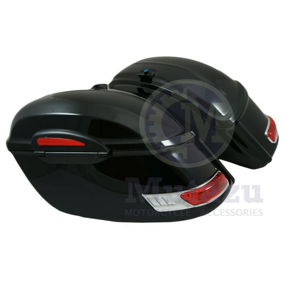 Mutazu Black Universal RS Motorcycle Hard Saddlebags Saddle Bags for Cruisers Baggers