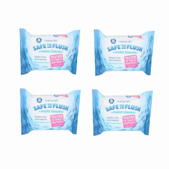 Natracare Safe to Flush, Moist Tissues, 30 Tissues - Pack Of 4